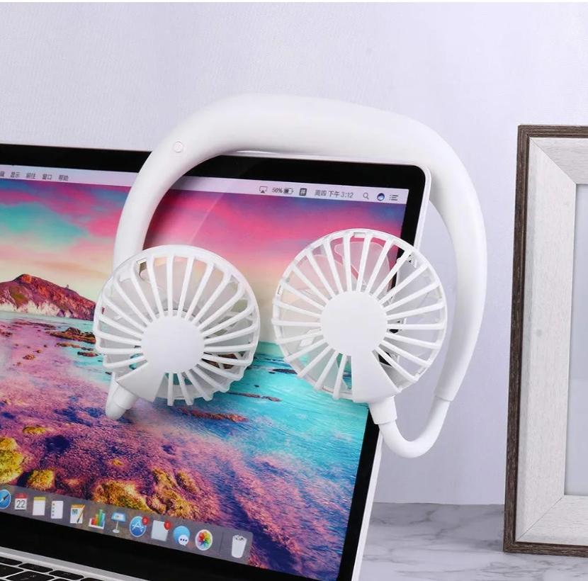 portable USB Rechargeable nackband lazy neck hanging dua colling fan